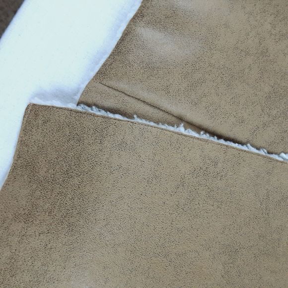 Elaine Turner Womens Sleeveless Faux Suede Leather Open Vest Size M/L Shearling - Picture 13 of 16